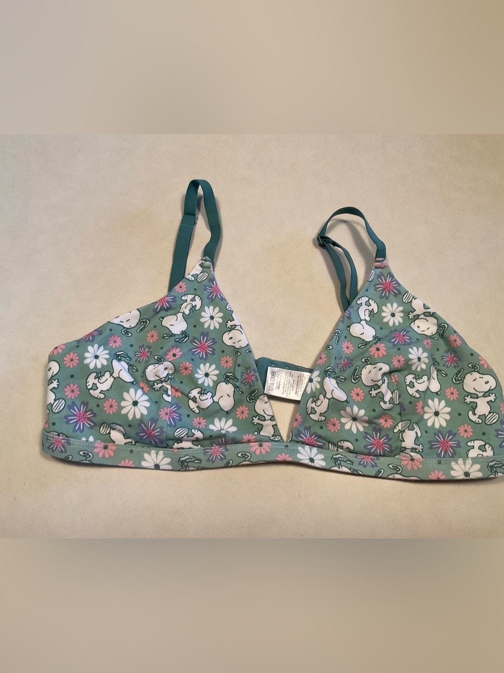 Peanuts Snoopy Green Floral Bralette